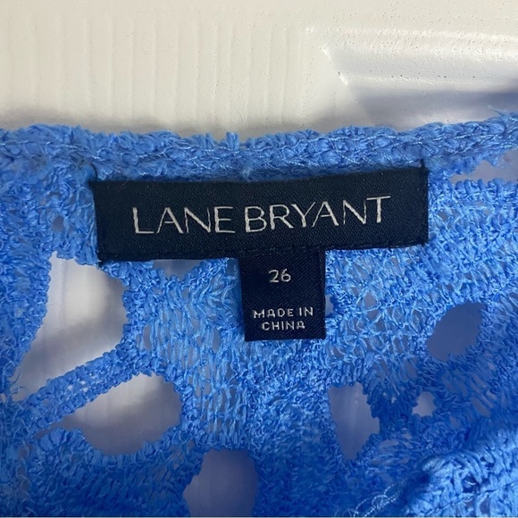 Lane Bryant Crochet Lace Short Sleeve Blouse Blue Floral Feminine Sz 26 Plus - Picture 6 of 10